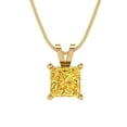 thumbnail image 1 of Clara Pucci 18K Yellow Solid Hypoallergenic Gold 1.5Ct Natural Citrine Princess Cut Solitaire Designer Necklace Pendant For November, 1 of 6