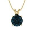 thumbnail image 1 of Clara Pucci 18K Yellow Solid Hypoallergenic Gold 1.5Ct Natural London Blue Topaz Round Brilliant Cut Solitaire Designer Necklace Pendant For December, 1 of 6