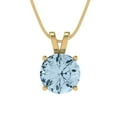 thumbnail image 1 of Clara Pucci 18K Yellow Solid Hypoallergenic Gold 2Ct Natural Aquamarine Round Brilliant Cut Solitaire Designer Necklace Pendant For March, 1 of 6