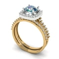 thumbnail image 1 of Clara Pucci 18K Yellow/White Gold 1.495 Synthetic Blue Moissanite Engraveable Engagement Ring + Wedding Band Set, 1 of 7