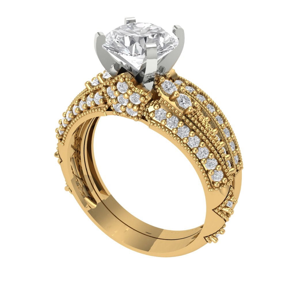 Clara Pucci 18K Yellow/White Gold 2.095 Synthetic Moissanite ...