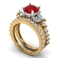 thumbnail image 1 of Clara Pucci 18K Yellow/White Gold 2.94 Simulated Ruby Engraveable Engagement Ring + Wedding Band Set, 1 of 7
