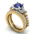 thumbnail image 1 of Clara Pucci 18K Yellow/White Gold 2.94 Simulated Tanzanite Engraveable Engagement Ring + Wedding Band Set, 1 of 7