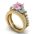 thumbnail image 1 of Clara Pucci 18K Yellow/White Gold Round Cut 1.5Ct Simulated Pink Diamond Engagement Ring + Matching Band - Luxury Box Included, 1 of 7
