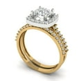 thumbnail image 1 of Clara Pucci 18K Yellow/White Gold Round Cut 1Ct Synthetic White Sapphire Engagement Ring + Matching Band - Luxury Box Included, 1 of 7