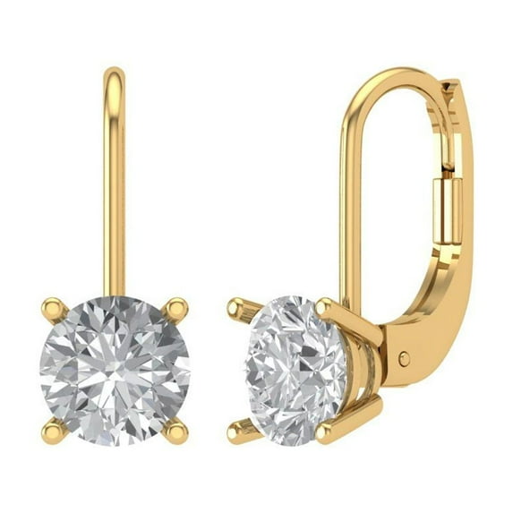 Clara Pucci 1Ct Clear Round Cut VVS1 Lever Back Drop Dangle 14k Solid hypoallergenic Gold Designer Earrings For April