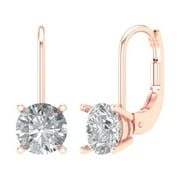 CLARA PUCCI 1Ct Clear Round Cut VVS1 Lever Back Drop Dangle 18k Solid hypoallergenic Gold Designer Earrings For April