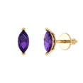 thumbnail image 1 of Clara Pucci 1Ct Natural Amethyst Marquise Cut VVS1 Push Back Stud 18k Solid hypoallergenic Gold Designer Earrings For February, 1 of 7