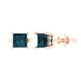 thumbnail image 1 of Clara Pucci 1Ct Natural London Blue Topaz Princess Cut VVS1 Push Back Stud 18k Solid hypoallergenic Gold Designer Earrings For December, 1 of 7
