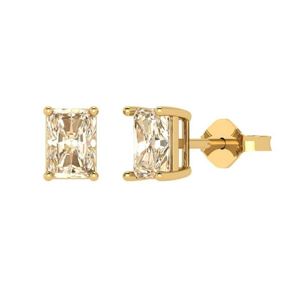 Clara Pucci 1Ct Natural Morganite Emerald Cut VVS1 Push Back Stud 18k Solid hypoallergenic Gold Designer Earrings For February