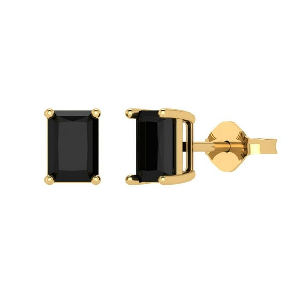 Clara Pucci 1Ct Natural Onyx Emerald Cut VVS1 Push Back Stud 18k Solid hypoallergenic Gold Designer Earrings For July