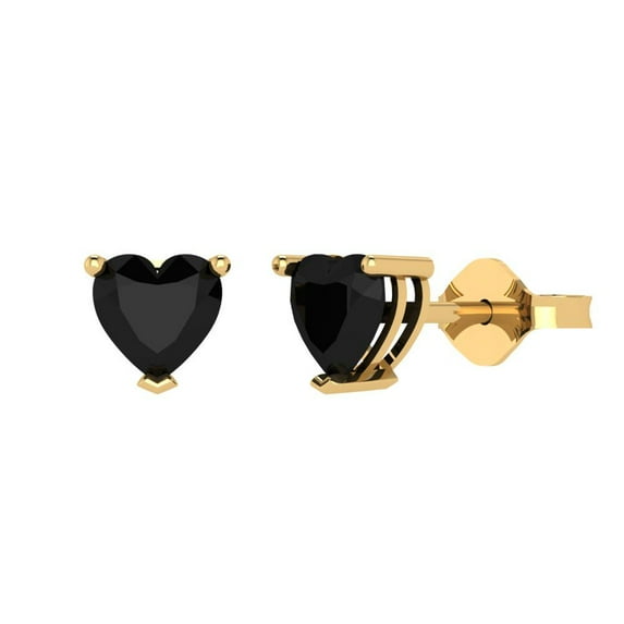 Clara Pucci 1Ct Natural Onyx Heart Cut VVS1 Push Back Stud 14k Solid hypoallergenic Gold Designer Earrings For July