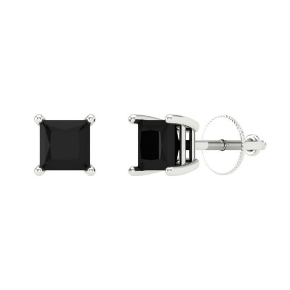 Clara Pucci 1Ct Natural Onyx Princess Cut VVS1 Screw Back Stud 18k Solid hypoallergenic Gold Designer Earrings For July