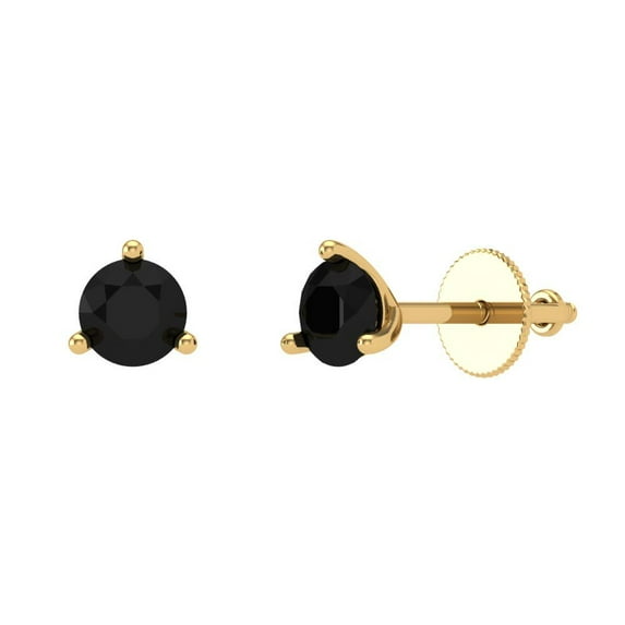 Clara Pucci 1Ct Natural Onyx Round Cut VVS1 Screw Back Stud 14k Solid hypoallergenic Gold Designer Earrings For July