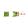 thumbnail image 1 of Clara Pucci 1Ct Natural Peridot Princess Cut VVS1 Screw Back Stud 14k Solid hypoallergenic Gold Designer Earrings For August, 1 of 7