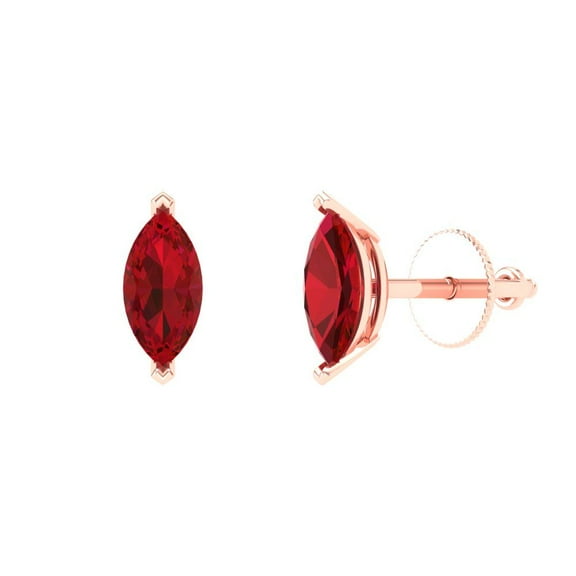 Clara Pucci 1Ct Ruby Marquise Cut VVS1 Push Back Stud 18k Solid hypoallergenic Gold Designer Earrings For July