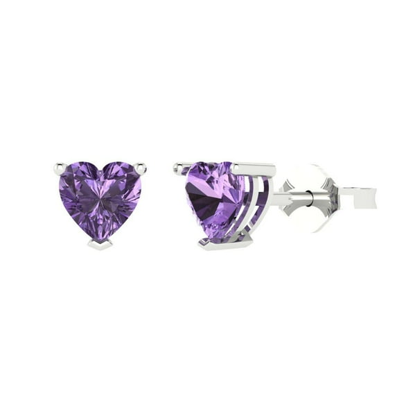 Clara Pucci 1Ct Alexandrite Heart Cut VVS1 Push Back Stud 14k Solid hypoallergenic Gold Designer Earrings For June