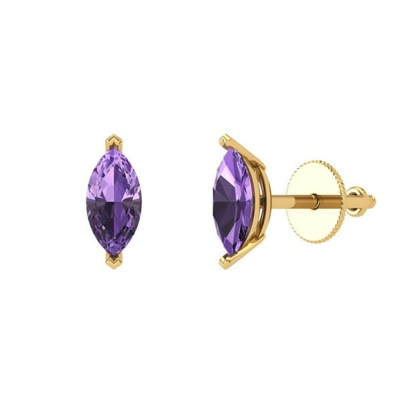 Clara Pucci 1Ct Alexandrite Marquise Cut VVS1 Screw Back Stud 18k Solid hypoallergenic Gold Designer Earrings For June