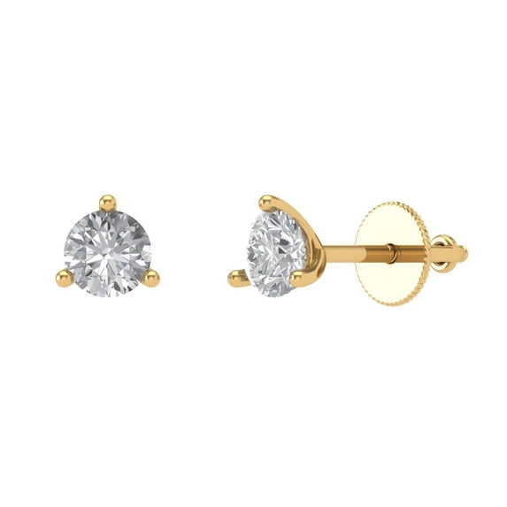 Clara Pucci 1Ct Clear Round Cut VVS1 Screw Back Stud 14k Solid hypoallergenic Gold Designer Earrings For April