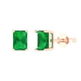 thumbnail image 1 of Clara Pucci 1Ct Emerald Emerald Cut VVS1 Push Back Stud 14k Solid hypoallergenic Gold Designer Earrings For May, 1 of 7
