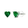 thumbnail image 1 of Clara Pucci 1Ct Emerald Heart Cut VVS1 Screw Back Stud 14k Solid hypoallergenic Gold Designer Earrings For May, 1 of 7