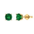 thumbnail image 1 of Clara Pucci 1Ct Emerald Round Cut VVS1 Push Back Stud 14k Solid hypoallergenic Gold Designer Earrings For May, 1 of 7