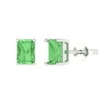 thumbnail image 1 of Clara Pucci 1Ct Green Emerald Cut VVS1 Push Back Stud 18k Solid hypoallergenic Gold Designer Earrings For April, 1 of 7