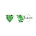 thumbnail image 1 of Clara Pucci 1Ct Green Heart Cut VVS1 Screw Back Stud 14k Solid hypoallergenic Gold Designer Earrings For April, 1 of 7