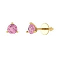 thumbnail image 1 of Clara Pucci 1Ct Pink Round Cut VVS1 Screw Back Stud 14k Solid hypoallergenic Gold Designer Earrings For April, 1 of 7