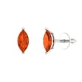 thumbnail image 1 of Clara Pucci 1Ct Red Marquise Cut VVS1 Push Back Stud 18k Solid hypoallergenic Gold Designer Earrings For April, 1 of 7