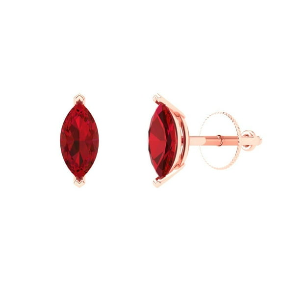 Clara Pucci 1Ct Ruby Marquise Cut VVS1 Screw Back Stud 18k Solid hypoallergenic Gold Designer Earrings For July