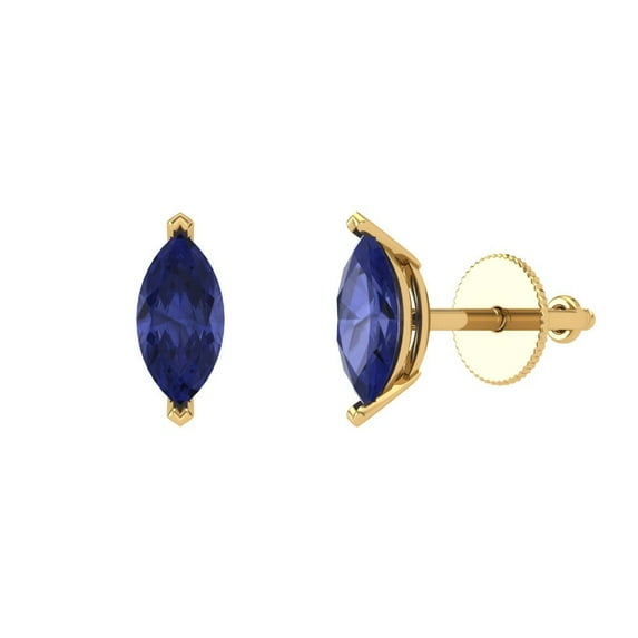 Clara Pucci 1Ct Tanzanite Marquise Cut VVS1 Push Back Stud 18k Solid hypoallergenic Gold Designer Earrings For December