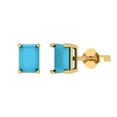 thumbnail image 1 of Clara Pucci 1Ct Turquoise Emerald Cut VVS1 Push Back Stud 14k Solid hypoallergenic Gold Designer Earrings For December, 1 of 7