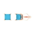 thumbnail image 1 of Clara Pucci 1Ct Turquoise Princess Cut VVS1 Screw Back Stud 18k Solid hypoallergenic Gold Designer Earrings For December, 1 of 7