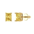 thumbnail image 1 of Clara Pucci 1Ct Yellow Emerald Cut VVS1 Screw Back Stud 18k Solid hypoallergenic Gold Designer Earrings For April, 1 of 7
