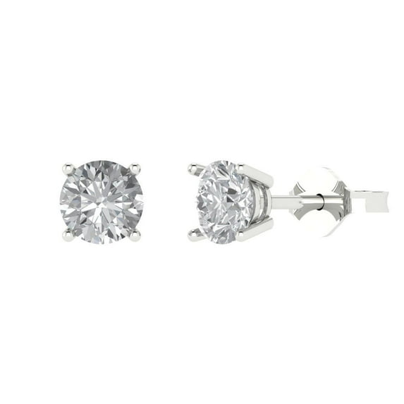 Clara Pucci 1Ct Synthetic Moissanite Round Cut VVS1 Push Back Stud 14k Solid hypoallergenic Gold Designer Earrings For April