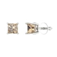 thumbnail image 1 of Clara Pucci 1Ct Synthetic Yellow Moissanite Princess Cut VVS1 Screw Back Stud 14k Solid hypoallergenic Gold Designer Earrings For April, 1 of 7