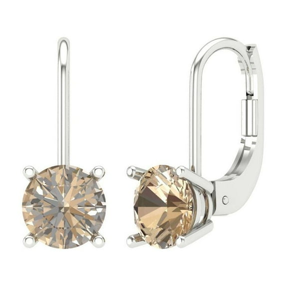 Clara Pucci 1Ct Synthetic Yellow Moissanite Round Cut VVS1 Screw Back Drop Dangle 18k Solid hypoallergenic Gold Designer Earrings For April