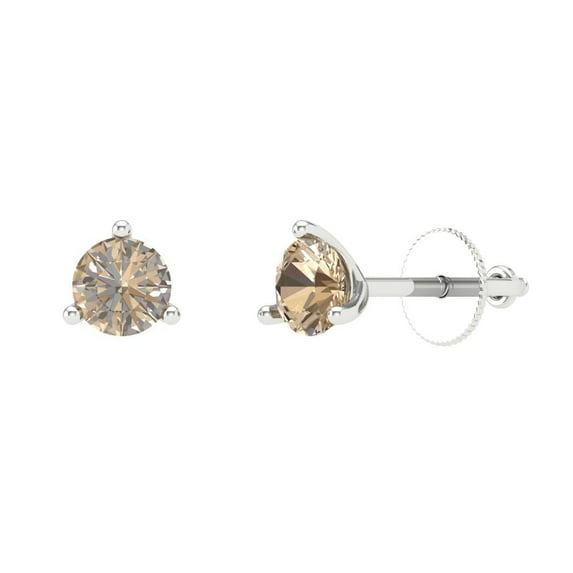 Clara Pucci 1Ct Synthetic Yellow Moissanite Round Cut VVS1 Screw Back Stud 14k Solid hypoallergenic Gold Designer Earrings For April