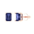 thumbnail image 1 of Clara Pucci 1Ct Tanzanite Emerald Cut VVS1 Screw Back Stud 18k Solid hypoallergenic Gold Designer Earrings For December, 1 of 7