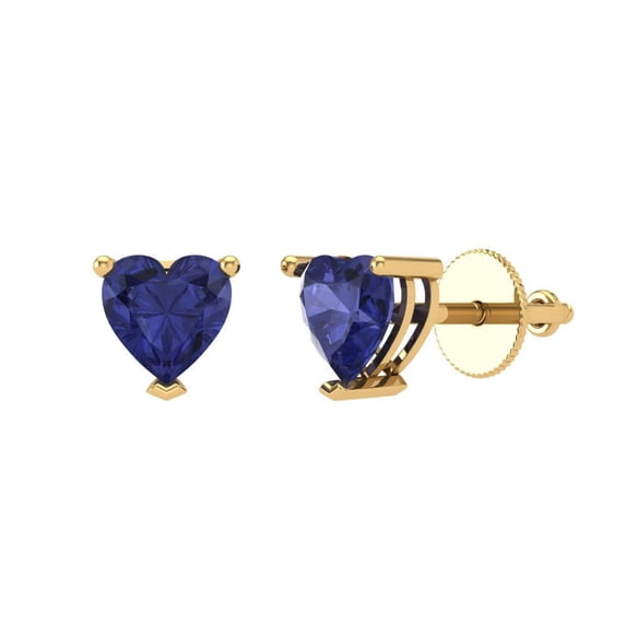 Clara Pucci 1Ct Tanzanite Heart Cut VVS1 Screw Back Stud 14k Solid hypoallergenic Gold Designer Earrings For December