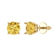 thumbnail image 1 of Clara Pucci 1Ct Yellow Round Cut VVS1 Screw Back Stud 14k Solid hypoallergenic Gold Designer Earrings For April, 1 of 7