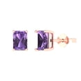 thumbnail image 1 of 2 ct Push-Back Stud Earrings for Women | 7x5mm Emerald Cut Simulated Alexandrite | 18K Rose Gold, 1 of 5