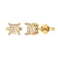 thumbnail image 1 of 2 ct Push-Back Stud Earrings for Women | 5.5mm Princess Cut Natural Morganite | 18K Yellow Gold, 1 of 5