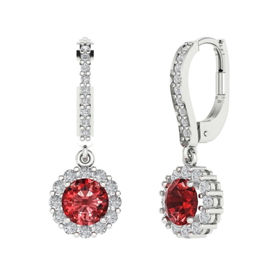 Clara Pucci 2.235Ct Natural Garnet Round Cut VVS1 Lever Back Drop Dangle 14k Solid hypoallergenic Gold Designer Earrings For January