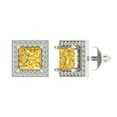 thumbnail image 1 of Clara Pucci 2.24Ct Natural Citrine Princess Cut VVS1 Screw Back Stud 18k Solid hypoallergenic Gold Designer Earrings For November, 1 of 7
