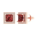 thumbnail image 1 of Clara Pucci 2.24Ct Natural Garnet Princess Cut VVS1 Screw Back Stud 14k Solid hypoallergenic Gold Designer Earrings For January, 1 of 7