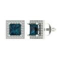 thumbnail image 1 of Clara Pucci 2.24Ct Natural London Blue Topaz Princess Cut VVS1 Screw Back Stud 18k Solid hypoallergenic Gold Designer Earrings For December, 1 of 6