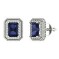thumbnail image 1 of Clara Pucci 2.44Ct Blue Sapphire Emerald Cut VVS1 Screw Back Stud 14k Solid hypoallergenic Gold Designer Earrings For September, 1 of 7