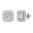 thumbnail image 1 of 14K Solid Gold Screw Back Stud Earrings for Women | 1.96 cttw Princess Cut White Sapphire | White Gold, 1 of 5